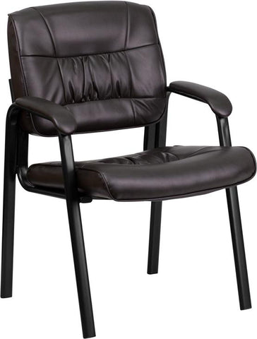 Flash Furniture Brown Leather Executive Side Reception Chair with Black Metal Frame - BT-1404-BN-GG