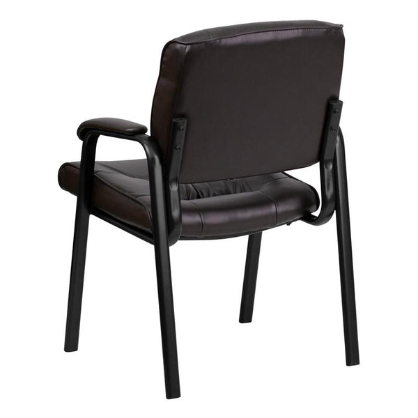 Flash Furniture Brown Leather Executive Side Reception Chair with Black Metal Frame - BT-1404-BN-GG