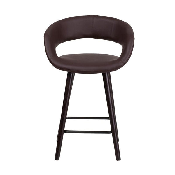 Flash Furniture Brynn Series 23.75'' High Contemporary Cappuccino Wood Counter Height Stool in Brown Vinyl - CH-152561-BRN-VY-GG