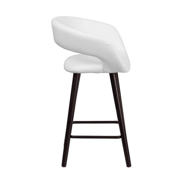 Flash Furniture Brynn Series 23.75'' High Contemporary Cappuccino Wood Counter Height Stool in White Vinyl - CH-152561-WH-VY-GG