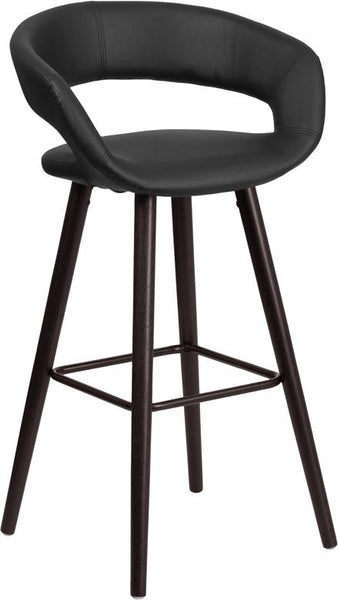 Flash Furniture Brynn Series 29'' High Contemporary Cappuccino Wood Barstool in Black Vinyl - CH-152560-BK-VY-GG