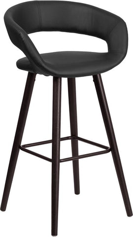 Flash Furniture Brynn Series 29'' High Contemporary Cappuccino Wood Barstool in Black Vinyl - CH-152560-BK-VY-GG