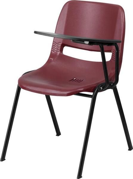 Flash Furniture Burgundy Ergonomic Shell Chair with Left Handed Flip-Up Tablet Arm - RUT-EO1-BY-LTAB-GG