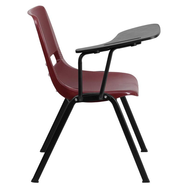 Flash Furniture Burgundy Ergonomic Shell Chair with Left Handed Flip-Up Tablet Arm - RUT-EO1-BY-LTAB-GG