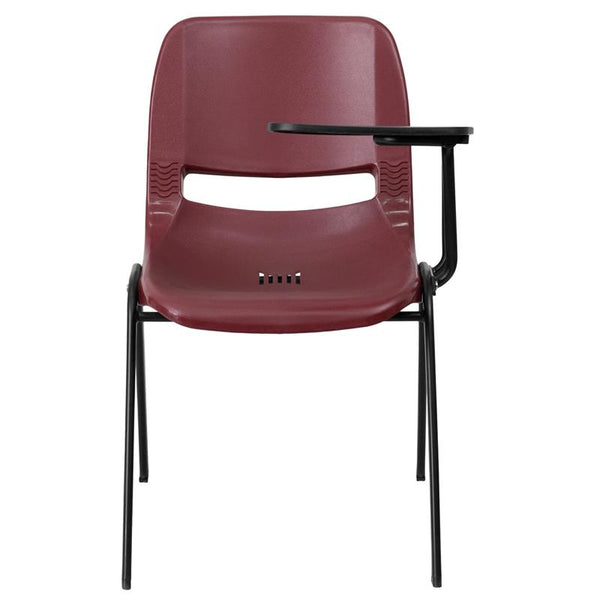 Flash Furniture Burgundy Ergonomic Shell Chair with Left Handed Flip-Up Tablet Arm - RUT-EO1-BY-LTAB-GG