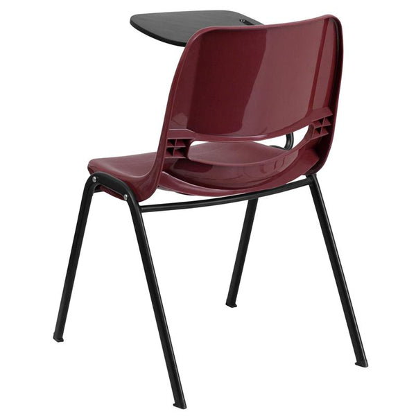 Flash Furniture Burgundy Ergonomic Shell Chair with Right Handed Flip-Up Tablet Arm - RUT-EO1-BY-RTAB-GG