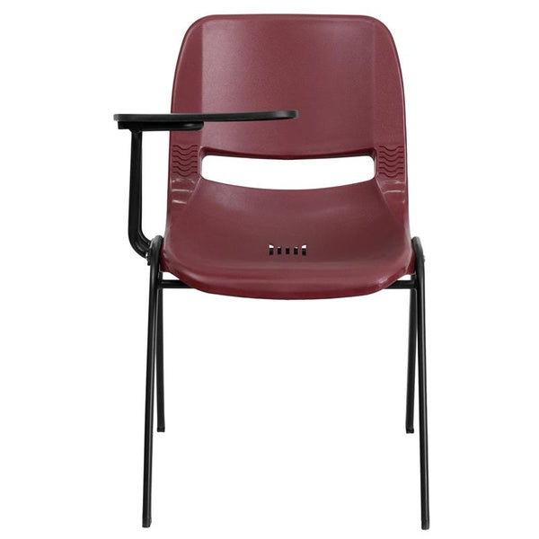 Flash Furniture Burgundy Ergonomic Shell Chair with Right Handed Flip-Up Tablet Arm - RUT-EO1-BY-RTAB-GG