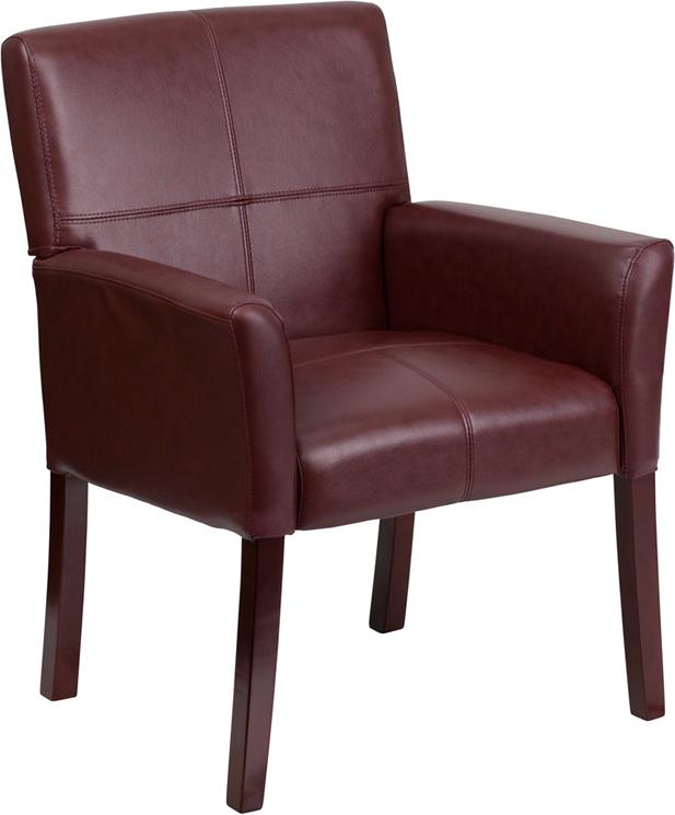 Flash Furniture Burgundy Leather Executive Side Reception Chair with Mahogany Legs - BT-353-BURG-GG