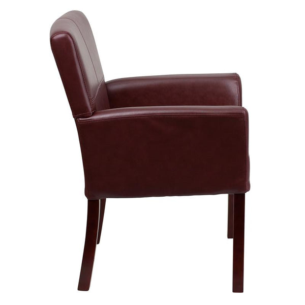Flash Furniture Burgundy Leather Executive Side Reception Chair with Mahogany Legs - BT-353-BURG-GG