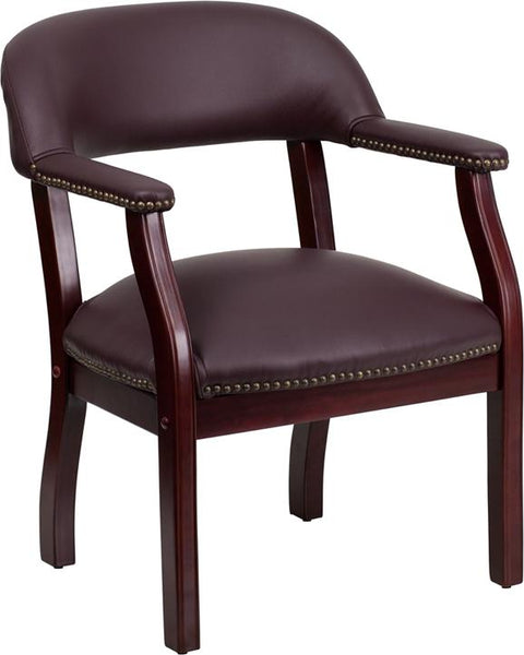 Flash Furniture Burgundy Top Grain Leather Conference Chair with Accent Nail Trim - B-Z105-LF19-LEA-GG