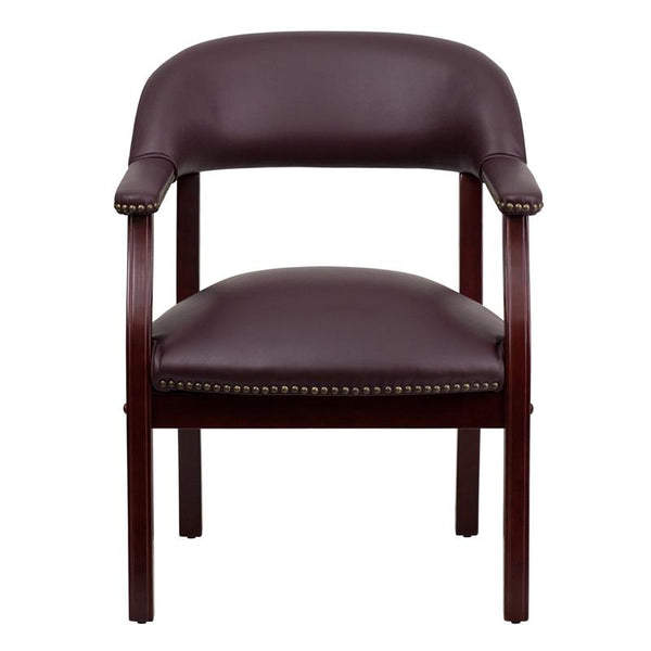 Flash Furniture Burgundy Top Grain Leather Conference Chair with Accent Nail Trim - B-Z105-LF19-LEA-GG