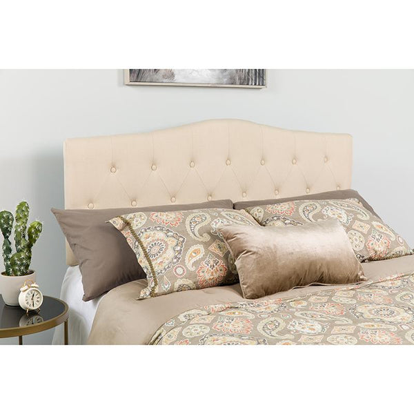 Flash Furniture Cambridge Tufted Upholstered Full Size Headboard in Beige Fabric - HG-HB1708-F-B-GG