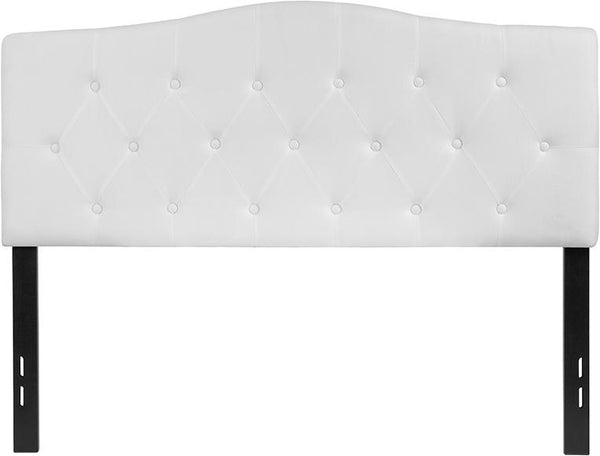 Flash Furniture Cambridge Tufted Upholstered Full Size Headboard in White Fabric - HG-HB1708-F-W-GG