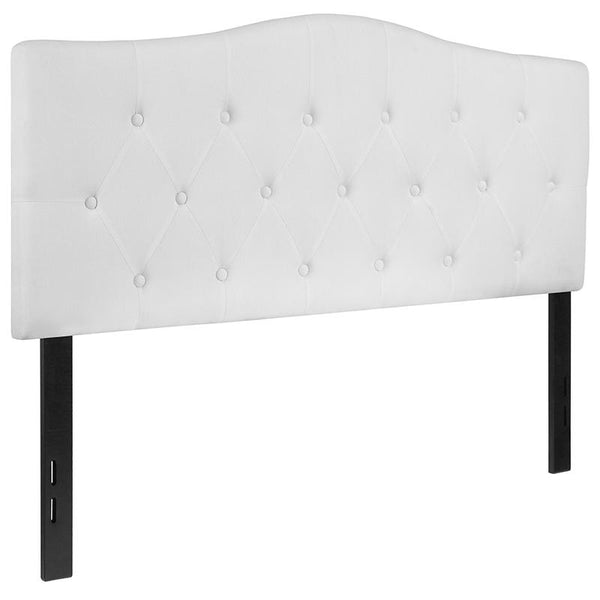 Flash Furniture Cambridge Tufted Upholstered Full Size Headboard in White Fabric - HG-HB1708-F-W-GG