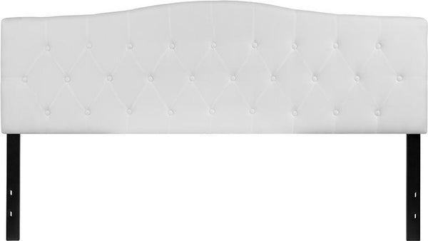 Flash Furniture Cambridge Tufted Upholstered King Size Headboard in White Fabric - HG-HB1708-K-W-GG