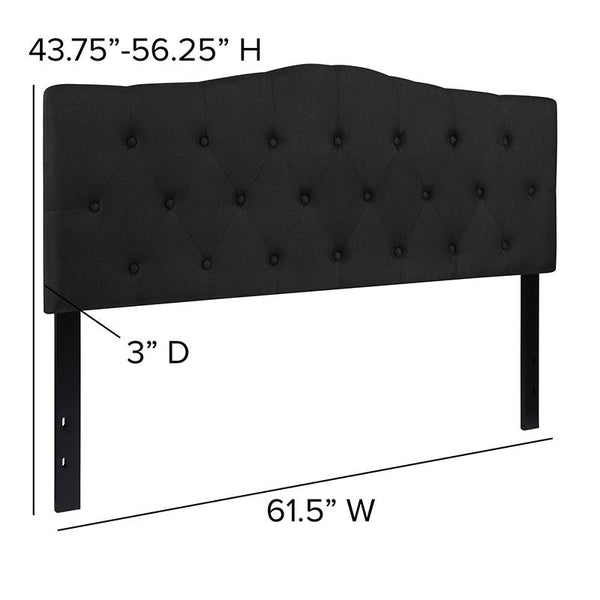 Flash Furniture Cambridge Tufted Upholstered Queen Size Headboard in Black Fabric - HG-HB1708-Q-BK-GG