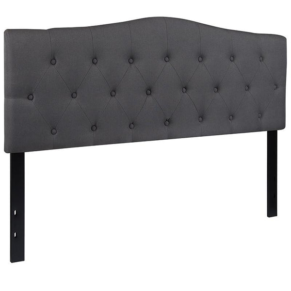 Flash Furniture Cambridge Tufted Upholstered Queen Size Headboard in Dark Gray Fabric - HG-HB1708-Q-DG-GG