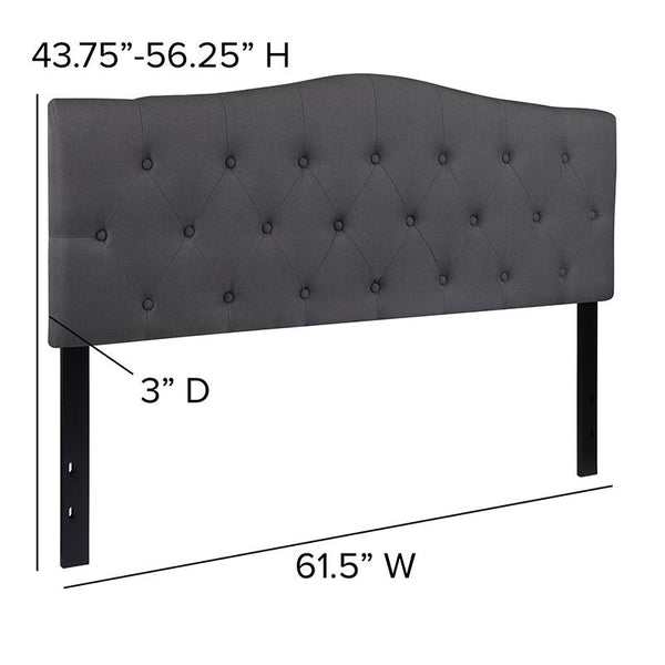 Flash Furniture Cambridge Tufted Upholstered Queen Size Headboard in Dark Gray Fabric - HG-HB1708-Q-DG-GG