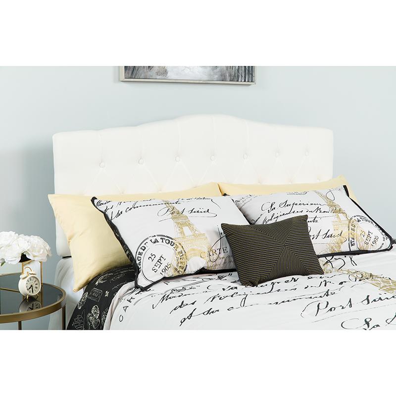 Flash Furniture Cambridge Tufted Upholstered Queen Size Headboard in White Fabric - HG-HB1708-Q-W-GG