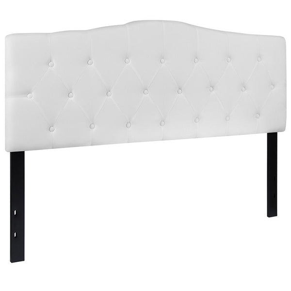 Flash Furniture Cambridge Tufted Upholstered Queen Size Headboard in White Fabric - HG-HB1708-Q-W-GG