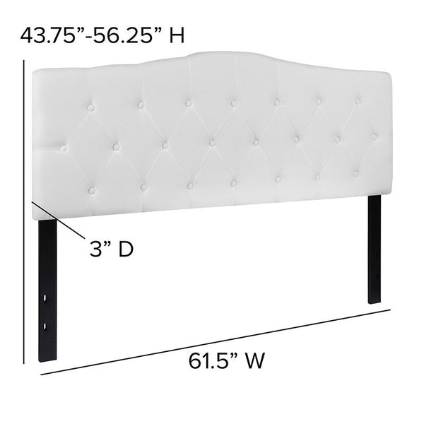 Flash Furniture Cambridge Tufted Upholstered Queen Size Headboard in White Fabric - HG-HB1708-Q-W-GG
