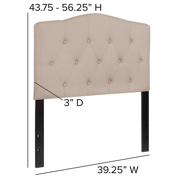 Flash Furniture Cambridge Tufted Upholstered Twin Size Headboard in Beige Fabric - HG-HB1708-T-B-GG