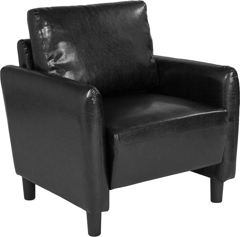 Flash Furniture Candler Park Upholstered Chair in Black Leather - SL-SF919-1-BLK-GG