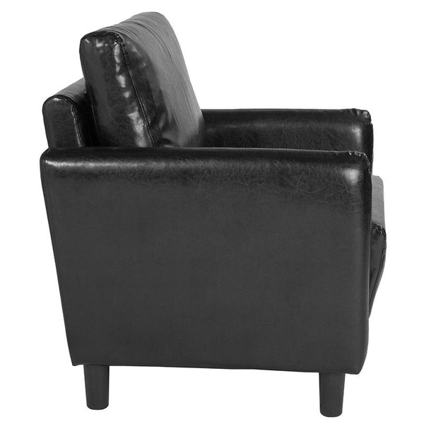 Flash Furniture Candler Park Upholstered Chair in Black Leather - SL-SF919-1-BLK-GG