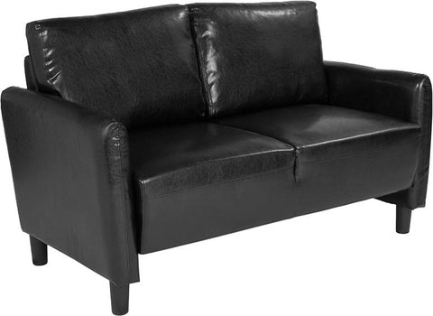 Flash Furniture Candler Park Upholstered Loveseat in Black Leather - SL-SF919-2-BLK-GG