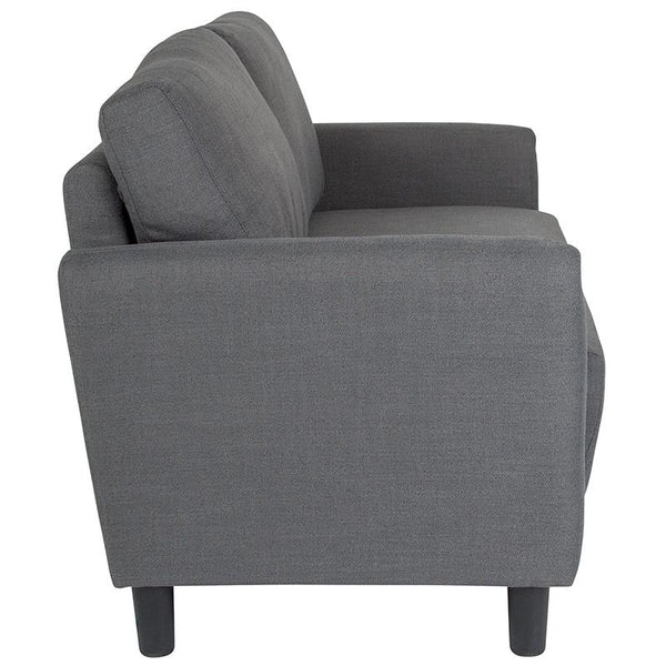 Flash Furniture Candler Park Upholstered Loveseat in Dark Gray Fabric - SL-SF919-2-DGY-F-GG