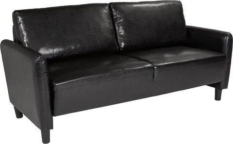 Flash Furniture Candler Park Upholstered Sofa in Black Leather - SL-SF919-3-BLK-GG