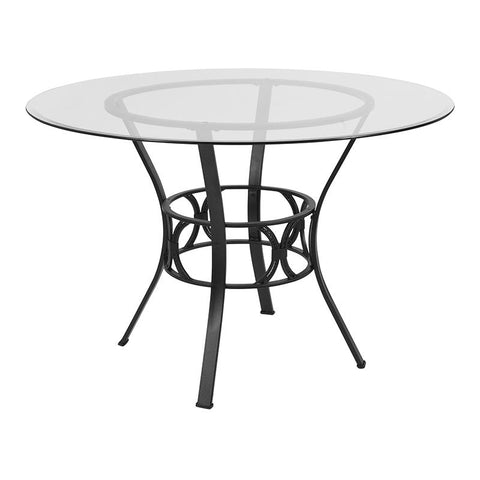 Flash Furniture Carlisle 45'' Round Glass Dining Table with Black Metal Frame - XU-TBG-5-GG