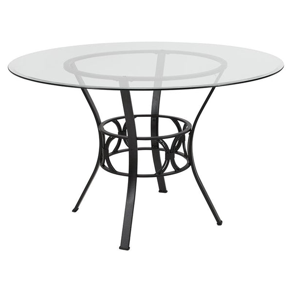 Flash Furniture Carlisle 48'' Round Glass Dining Table with Black Metal Frame - XU-TBG-4-GG