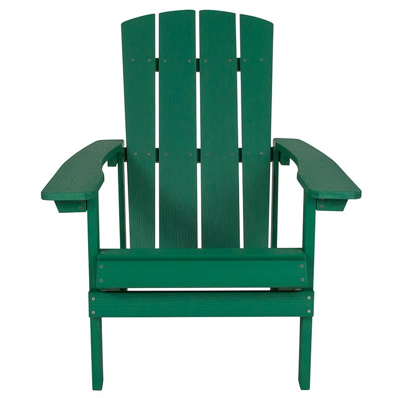 Flash Furniture Charlestown All-Weather Adirondack Chair in Green Faux Wood - JJ-C14501-GRN-GG
