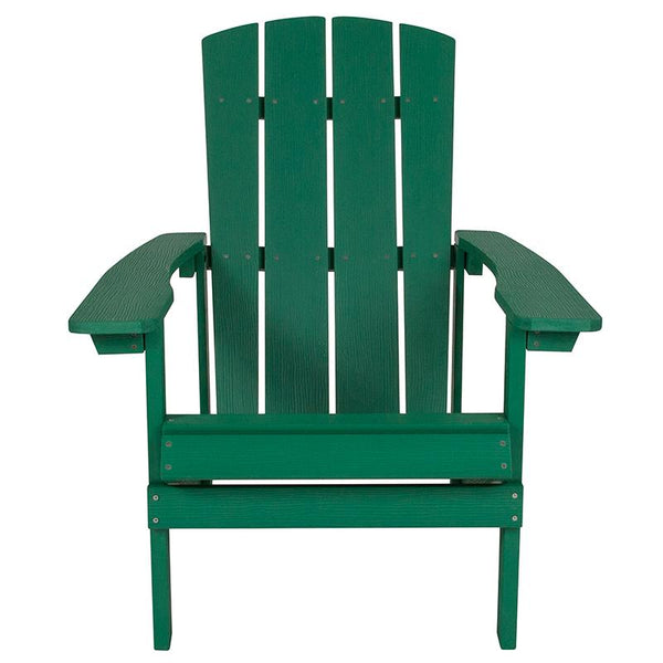 Flash Furniture Charlestown All-Weather Adirondack Chair in Green Faux Wood - JJ-C14501-GRN-GG