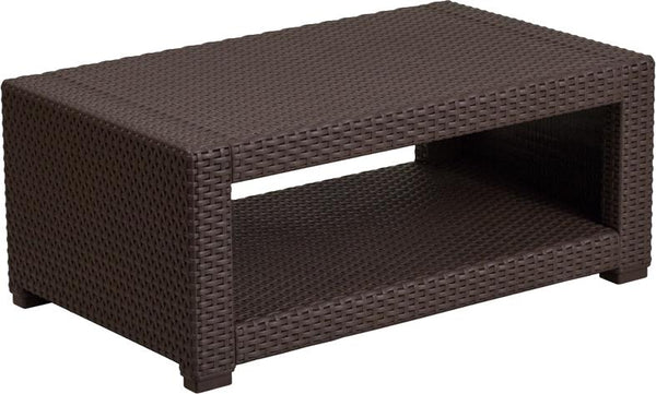 Flash Furniture Chocolate Brown Faux Rattan Coffee Table - DAD-SF1-R-GG