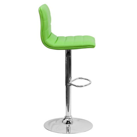 Flash Furniture Contemporary Green Vinyl Adjustable Height Barstool with Horizontal Stitch Back and Chrome Base - CH-92023-1-GRN-GG