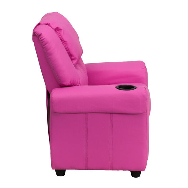 Flash Furniture Contemporary Hot Pink Vinyl Kids Recliner with Cup Holder and Headrest - DG-ULT-KID-HOT-PINK-GG