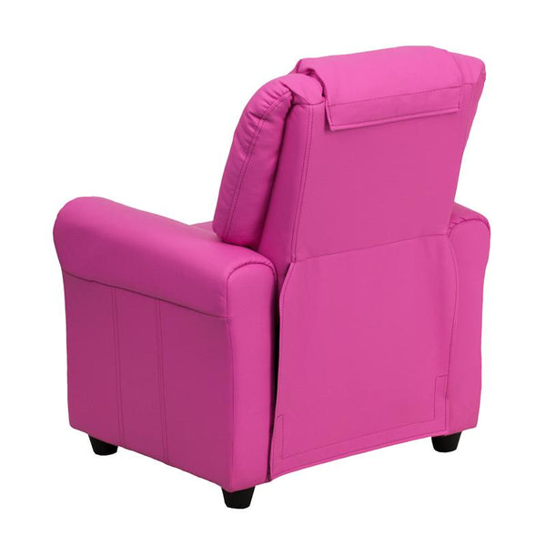 Flash Furniture Contemporary Hot Pink Vinyl Kids Recliner with Cup Holder and Headrest - DG-ULT-KID-HOT-PINK-GG