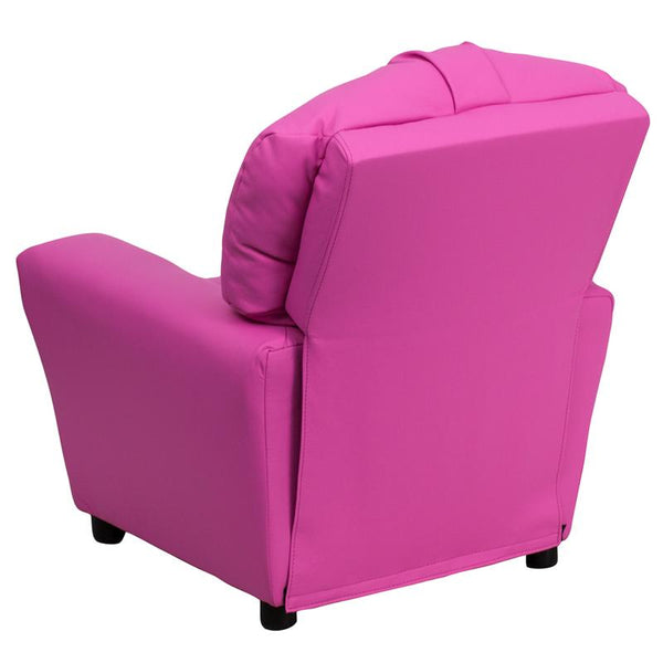 Flash Furniture Contemporary Hot Pink Vinyl Kids Recliner with Cup Holder - BT-7950-KID-HOT-PINK-GG