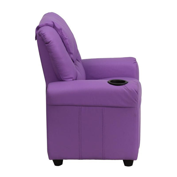 Flash Furniture Contemporary Lavender Vinyl Kids Recliner with Cup Holder and Headrest - DG-ULT-KID-LAV-GG