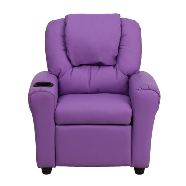 Flash Furniture Contemporary Lavender Vinyl Kids Recliner with Cup Holder and Headrest - DG-ULT-KID-LAV-GG