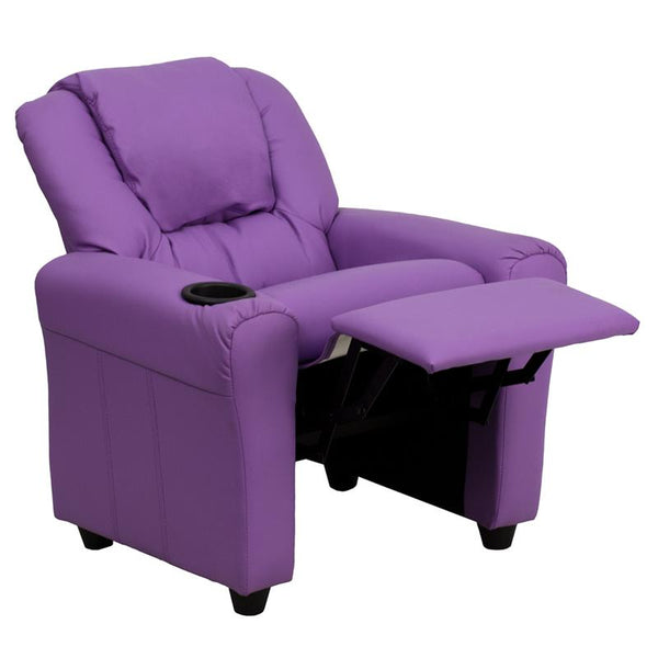 Flash Furniture Contemporary Lavender Vinyl Kids Recliner with Cup Holder and Headrest - DG-ULT-KID-LAV-GG