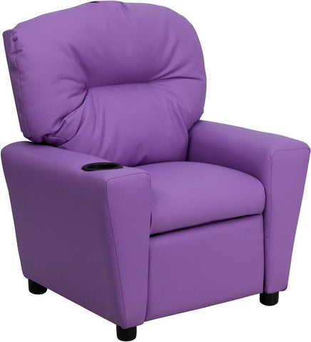 Flash Furniture Contemporary Lavender Vinyl Kids Recliner with Cup Holder - BT-7950-KID-LAV-GG