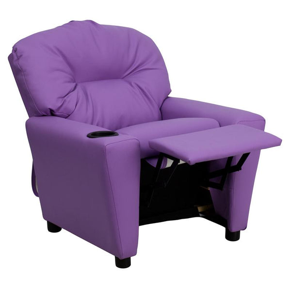 Flash Furniture Contemporary Lavender Vinyl Kids Recliner with Cup Holder - BT-7950-KID-LAV-GG