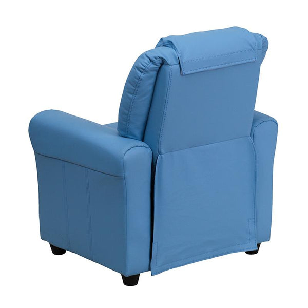 Flash Furniture Contemporary Light Blue Vinyl Kids Recliner with Cup Holder and Headrest - DG-ULT-KID-LTBLUE-GG