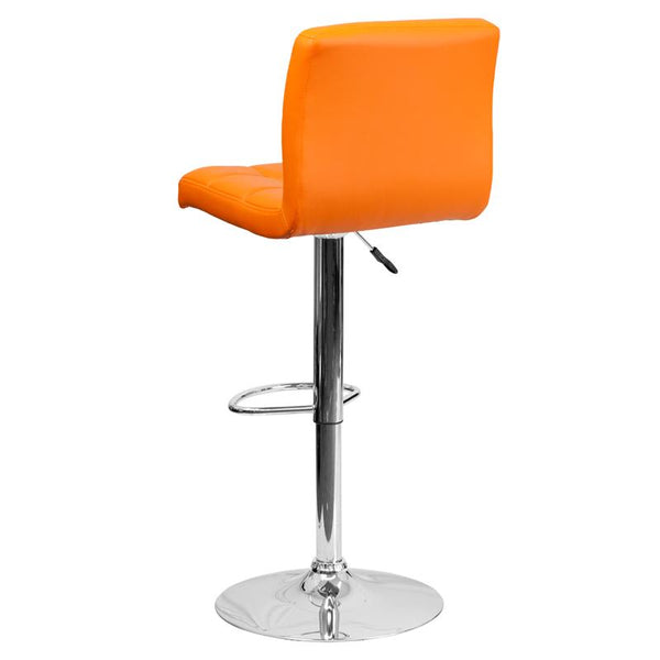 Flash Furniture Contemporary Orange Quilted Vinyl Adjustable Height Barstool with Chrome Base - DS-810-MOD-ORG-GG