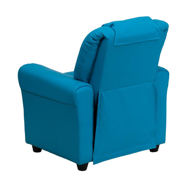 Flash Furniture Contemporary Turquoise Vinyl Kids Recliner with Cup Holder and Headrest - DG-ULT-KID-TURQ-GG