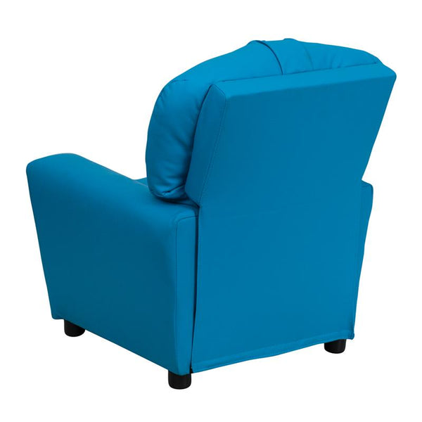 Flash Furniture Contemporary Turquoise Vinyl Kids Recliner with Cup Holder - BT-7950-KID-TURQ-GG