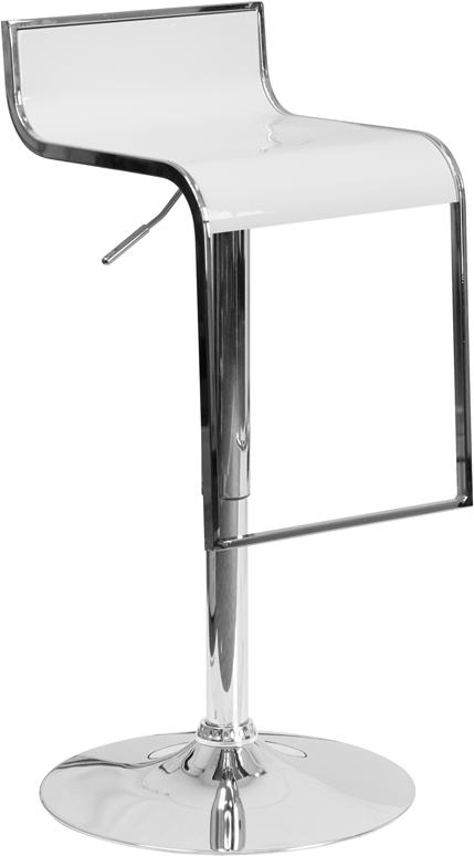Flash Furniture Contemporary White Plastic Adjustable Height Barstool with Chrome Drop Frame - CH-TC3-1027P-WH-GG